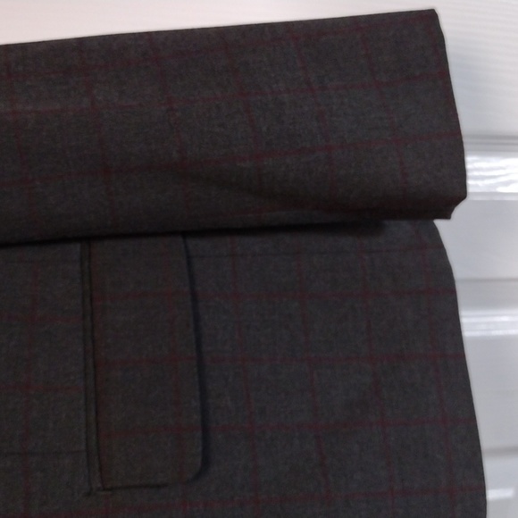 Ralph Lauren Blazer Jacket 14R Stretch 2 Buttons Gray with Burgundy Lines - Picture 3 of 11